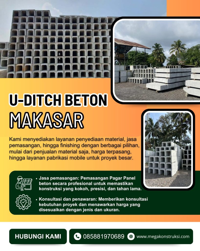 Harga U Ditch Precast Makasar Saluran Air Drainase